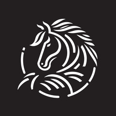Horse head on black background. Vector illustration for your design.