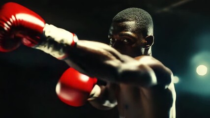 Boxer boxing sport athlete fitness training gloves punching muscular strength action competition exercise fight gym health power shadow sweat intense - Powered by Adobe