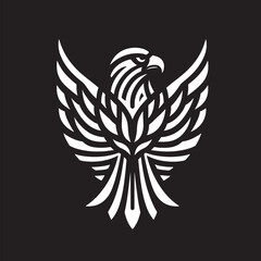 Fototapeta premium Eagle with wings in the form of a tattoo on a dark background