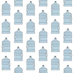 Vector seamless pattern of hand drawn sketch doodle colored water cooler isolated on white background