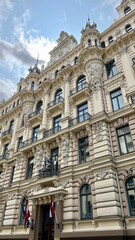 Ornate Architecture of a Building in Riga, Latvia