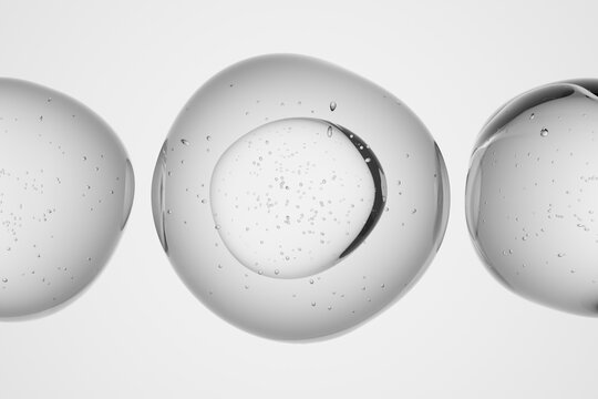 Abstract close-up of cell-like structures in monochrome tones, isolated microscopic molecular view, suitable for biology, medicine, chemistry or scientific research concept illustrations