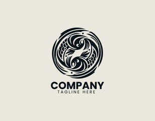 Harmonious Intertwined Fish Pisces Zodiac Symbol Balance Vector Logo Design