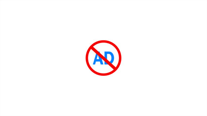 Ad blocker icon logo or illustration. No Ads Icons Pack. Ads text with prohibition marks sign.