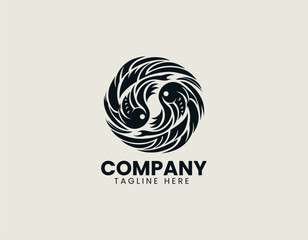 Harmonious Intertwined Fish Pisces Zodiac Symbol Balance Vector Logo Design