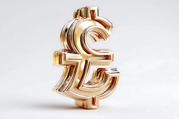 A rotating golden pound sign symbolizing wealth and finance, set against a pristine white background, with smooth animation giving it life.