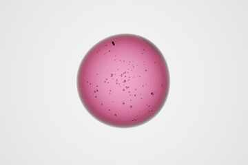 Close-up of glowing translucent orb with speckled internal texture, on clean white background, abstract molecular sphere for science, energy, biology or futuristic concepts