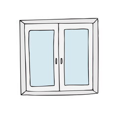 Vector hand drawn sketch doodle window isolated on white background