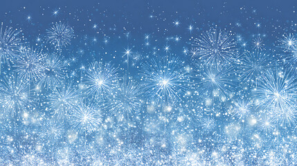Blue Fireworks Background with Stars