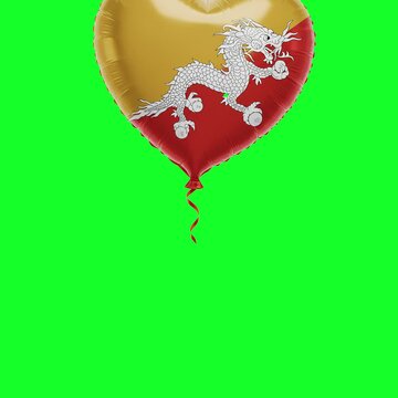 Bhutan Flag Heart Balloon 4K Animation Green Screen