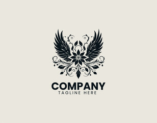 Elegant Winged Flower Blossom Freedom Nature Beauty Vector Logo Design