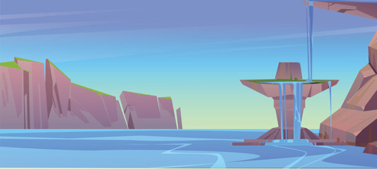 Waterfall scenery landscape vector