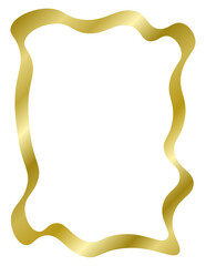 Golden curve metal frame isolated on white. Vector frame for photo. Frame for text, certificate, pictures, diploma. Luxury, gold, wedding, celebration. Wavy frame