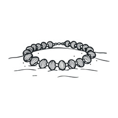 Naklejka premium Elegant beaded bracelet on textured surface. Hand drawn vector illustration