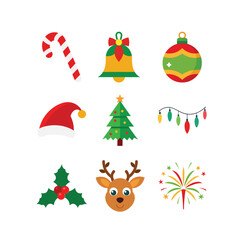 A set of colorful Christmas element vector art illustration