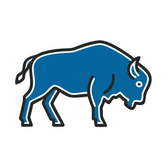 Obraz premium Blue bison icon in minimalist design 