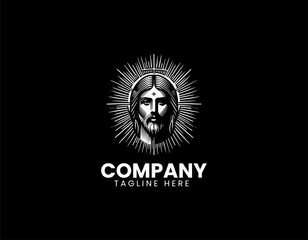 Fototapeta premium Modern Jesus Christ Portrait Spiritual Christian Faith Vector Logo Design