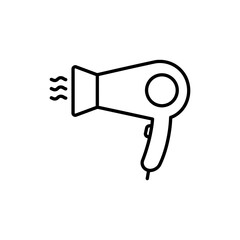 Thin Linear Icon of a Hair Dryer for Personal Care
