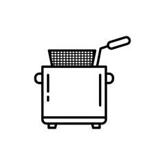 Thin Linear Icon of a Deep Fryer for Home Cooking