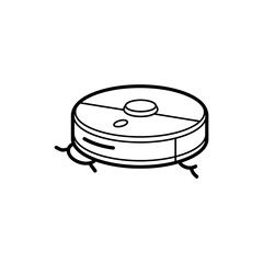 Thin Linear Icon of a Robotic Vacuum Cleaner for Automated Cleaning
