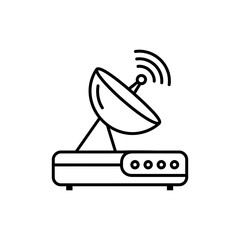 Thin Linear Icon of a Satellite Receiver for TV and Internet