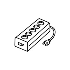 Black line icon of a power surge protector for electrical safety