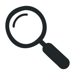 Simple black magnifying glass icon on white background for search concept
