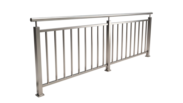 Stainless Steel Railing Barrier Isolated on White
