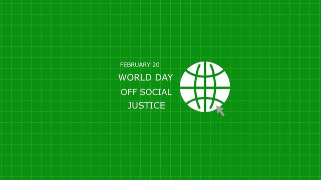 Cursor click the world.20th february world social justice day text with blur effect on green background. - Powered by Adobe