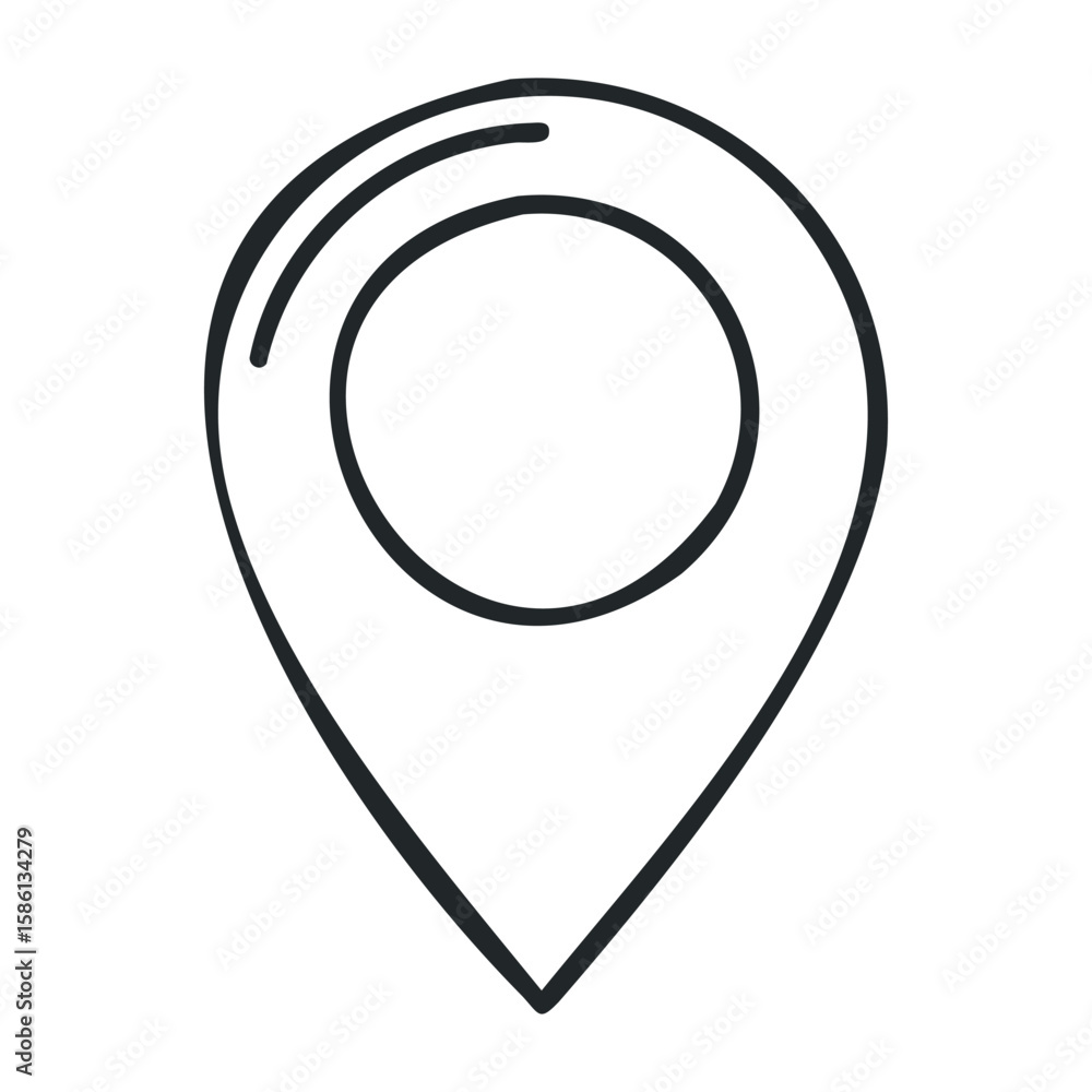 Poster minimalist black location pin icon on white background for maps and navigation. outline vector illus
