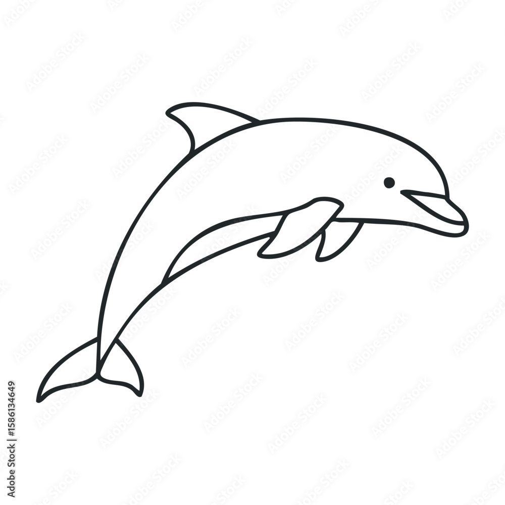 Poster simple dolphin line art design with minimalistic style. outline vector illustration