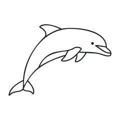 Simple dolphin line art design with minimalistic style. Outline vector illustration