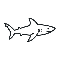 Obraz premium Simple black and white shark outline illustration on white background. Outline vector illustration