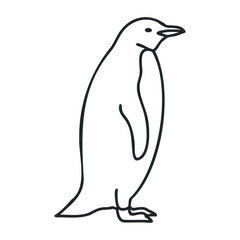 Simple black and white penguin outline sketch. Outline vector illustration