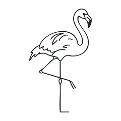 Obraz premium Minimalist line drawing of a flamingo in profile view. Outline vector illustration