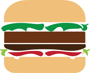 Double Decker Burger Color Vector Design