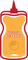Ketchup Squeeze Bottle Color Vector Design