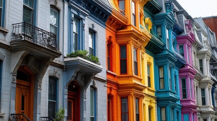 Colorful Row of Victorian Style Homes