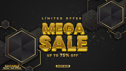Limited offer mega sale, save up to 75% off luxury gold editable 3d vector text effect. Editable luxury vector template for sale, promotions, branding, and advertising.