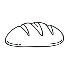 Simple outline of a loaf of bread with diagonal cuts. Outline vector illustration