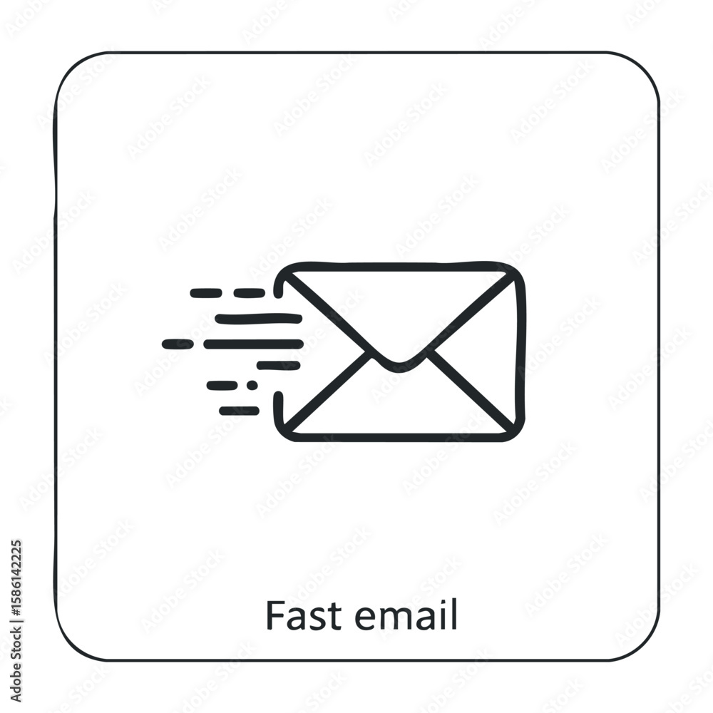 Poster fast email icon representing quick communication in digital messaging concept. outline vector illust