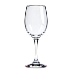 Obraz premium Elegant empty wine glass isolated against a smooth white backdrop ready for beverages