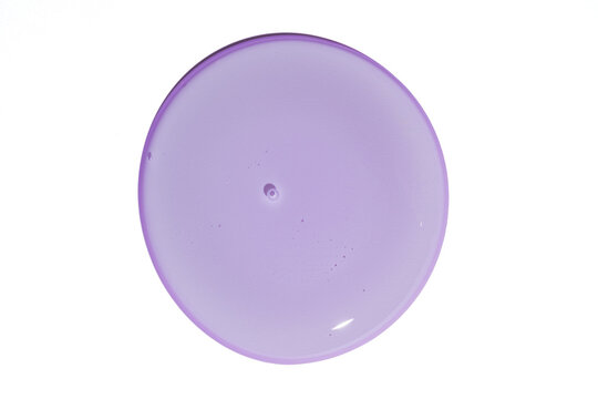 Violet cosmetic gel circle on white background