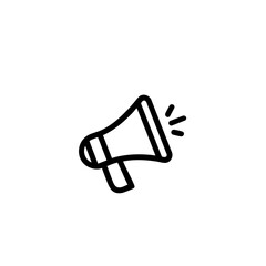 Fototapeta premium Megaphone Line Icon - Minimalist 1-Color Black Vector