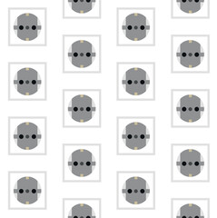 Vector seamless pattern of flat socket isolated on white background