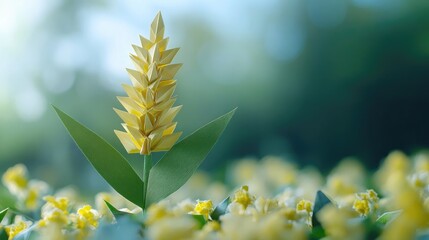 Grain sorghum plant origami, creative sustainable agricultural concept with folded paper art.