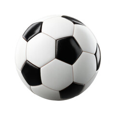 Fototapeta premium Soccer ball with black and white pentagon and hexagon panels isolated on transparency background, classic design for sports and outdoor games, smooth textured surface