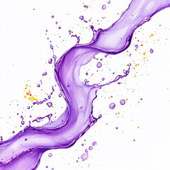 Elegant purple wave with vibrant golden splashes and droplets. Generative AI