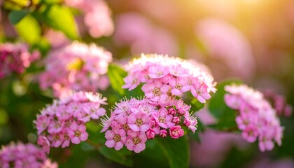 Delicate pink flowers in soft sunlight