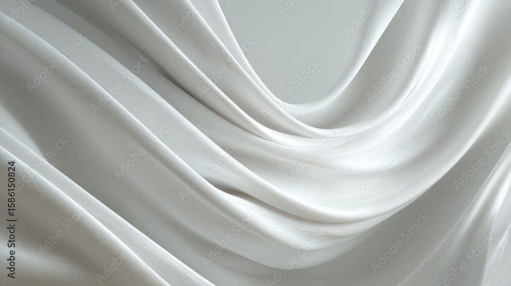 Poster elegant abstract of flowing white fabric creates a soft, calming and minimalistic background with su